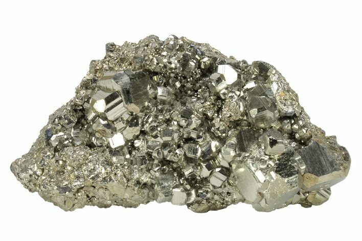 Gleaming, Striated Pyrite Crystal Cluster - Peru #231521